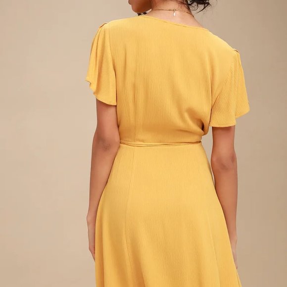 Yellow Wrap Lulu's Dress - NWT - Picture 2 of 3